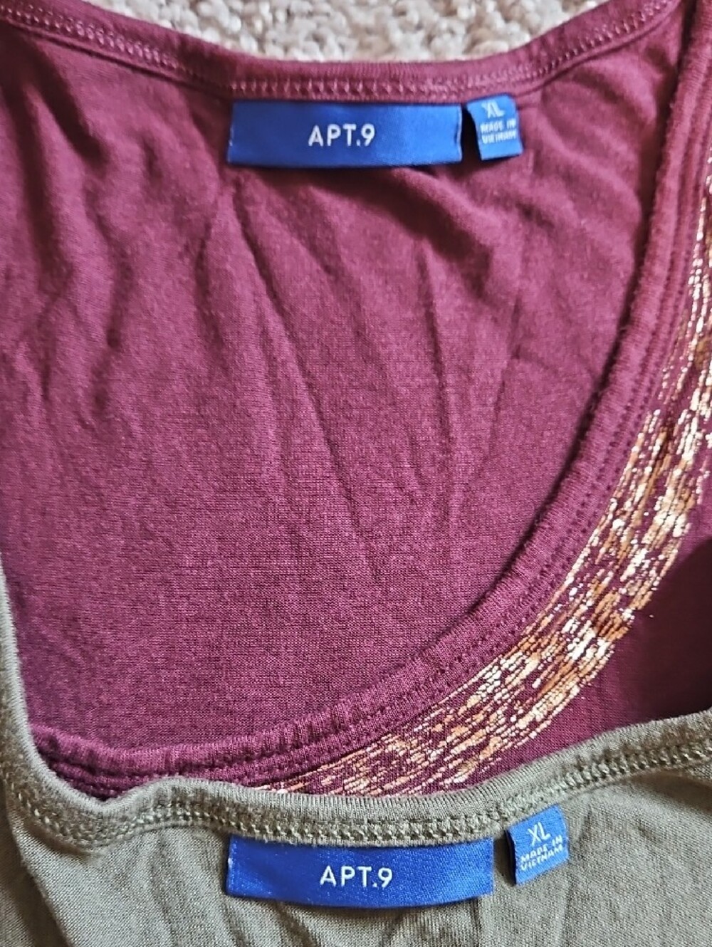 Apt. 9 Olive Green & Burgundy Tank Tops with Gold Trim - 2-Pack - Picture 2 of 10